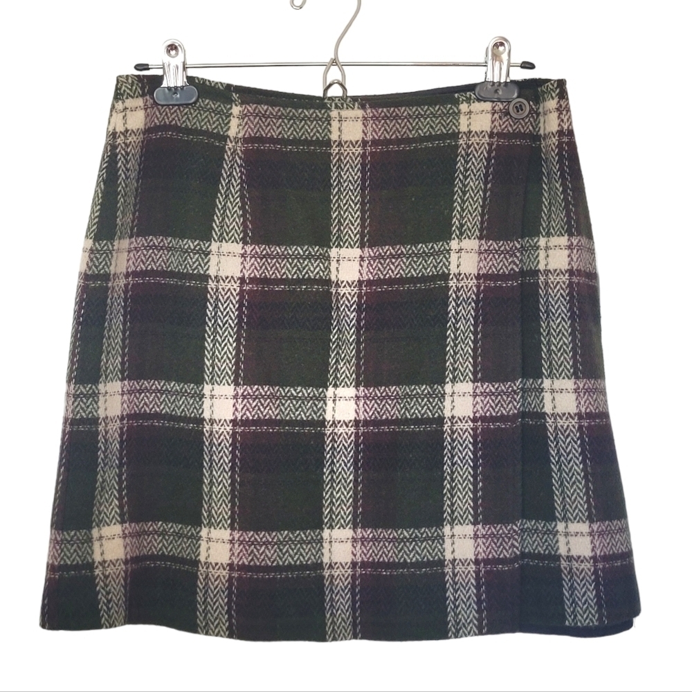 Vintage Wool Blend Wrap Mini Skirt
